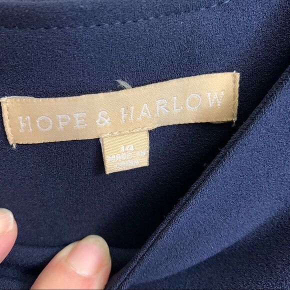 Hope & Harlow Navy Blue Bell Sleeve Dress - Size 14 - Picture 12 of 14